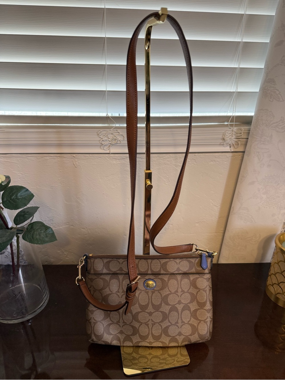 Coach Signature Coated Canvas  Crossbody Bag in Brown